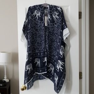 Woven Heart Boho Elephant Printed Kimono